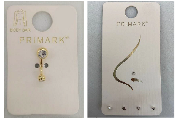 Belangrijke veiligheidswaarschuwing Body Bar yellow en Nose Piercing white 5pk Primark