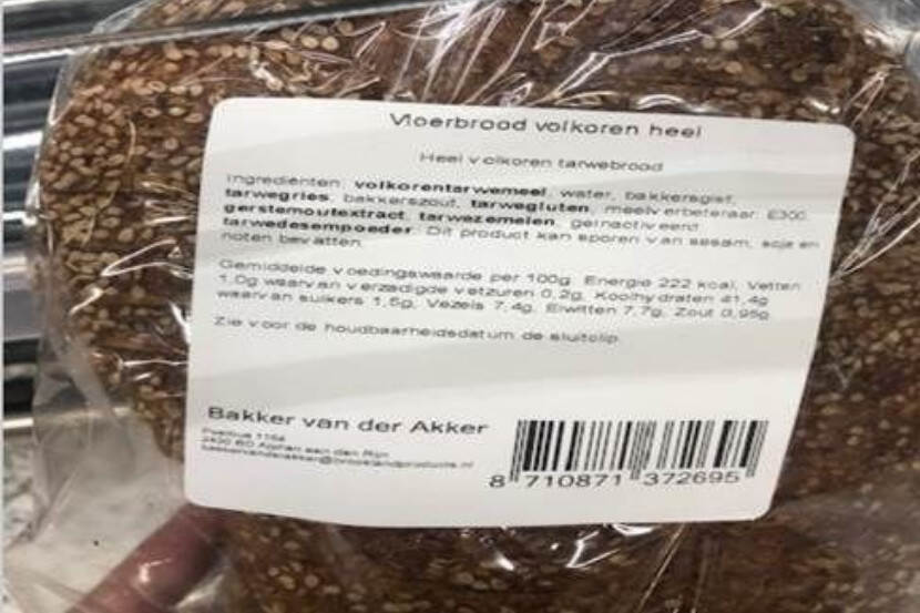Veiligheidswaarschuwing Bakker van der Akker Vloerbrood Meergranen Dirk Supermarkten (sesamallergie)