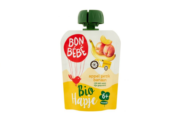 Veiligheidswaarschuwing Bonbébé bio hapje appel perzik banaan 90 gram