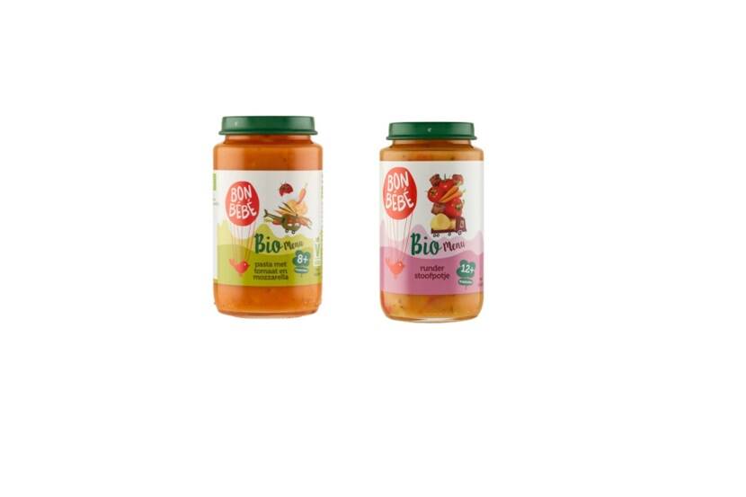 Veiligheidswaarschuwing Bonbébé bio menu pasta tomaat mozzarella en Bonbébé bio menu runderstoofpotje