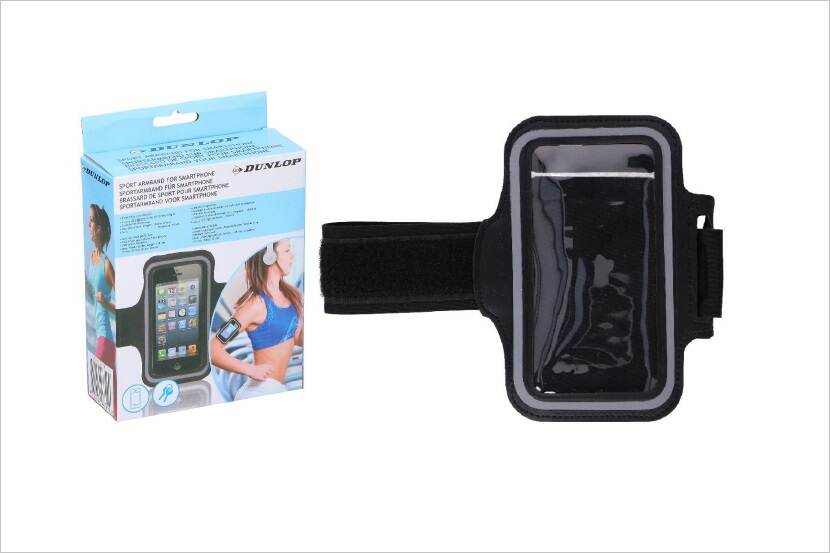 Veiligheidswaarschuwing DUNLOP sportarmband voor smartphone