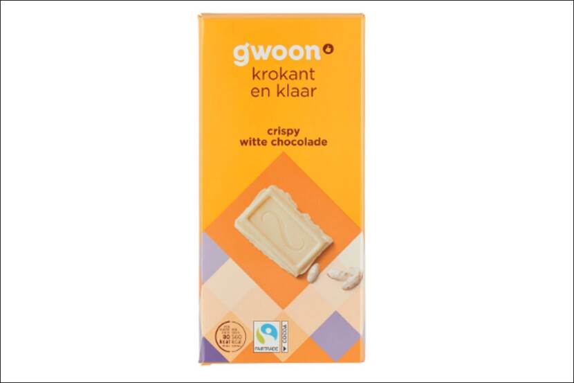 Veiligheidswaarschuwing G'woon chocoladetablet wit met rijstcrisp
