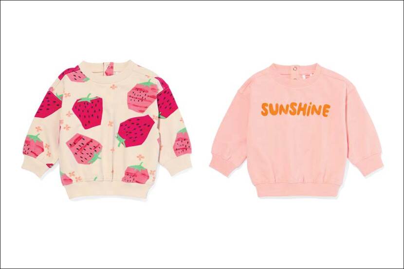 Veiligheidswaarschuwing HEMA sweaters Strawberries en Sunshine