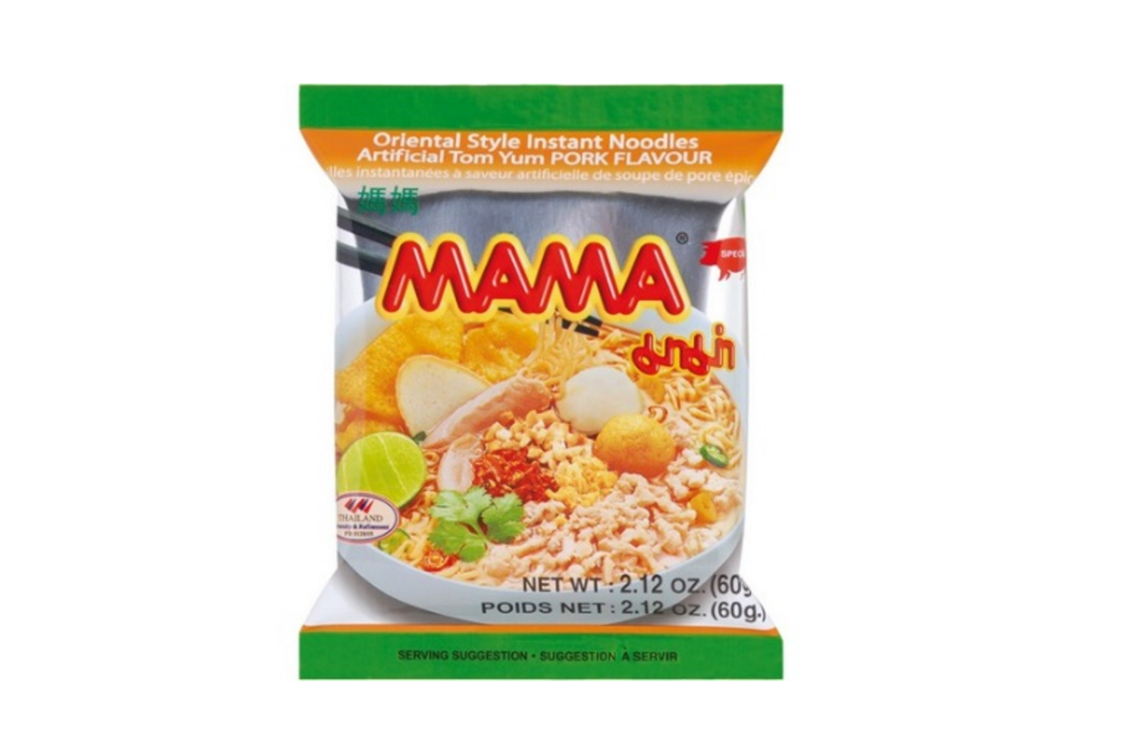 Veiligheidswaarschuwing Instant Noodles Tom Yum Pork Asia Express Food