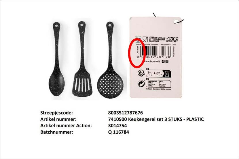 Veiligheidswaarschuwing Keukengerei met graniet effect- set 3 stuks van Action Nederland B.V.