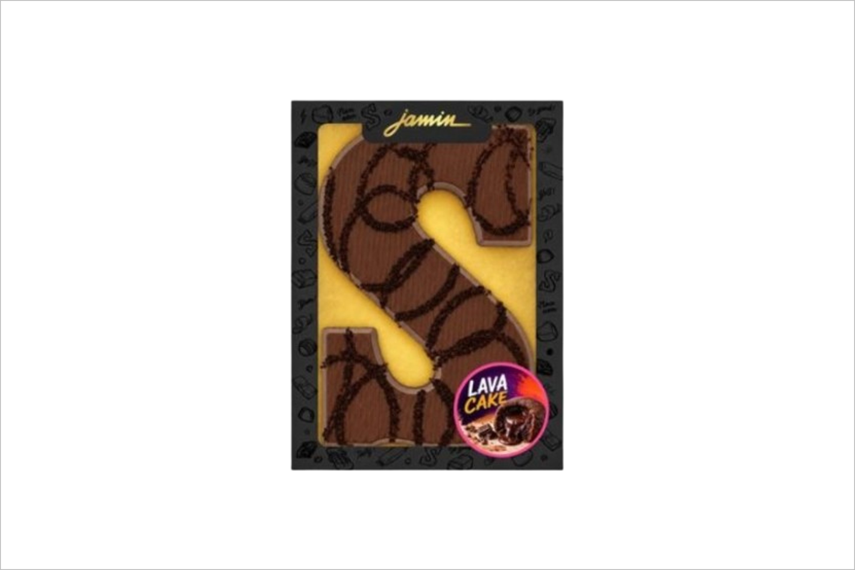 Veiligheidswaarschuwing Lavacake Chocoladeletter van Jamin