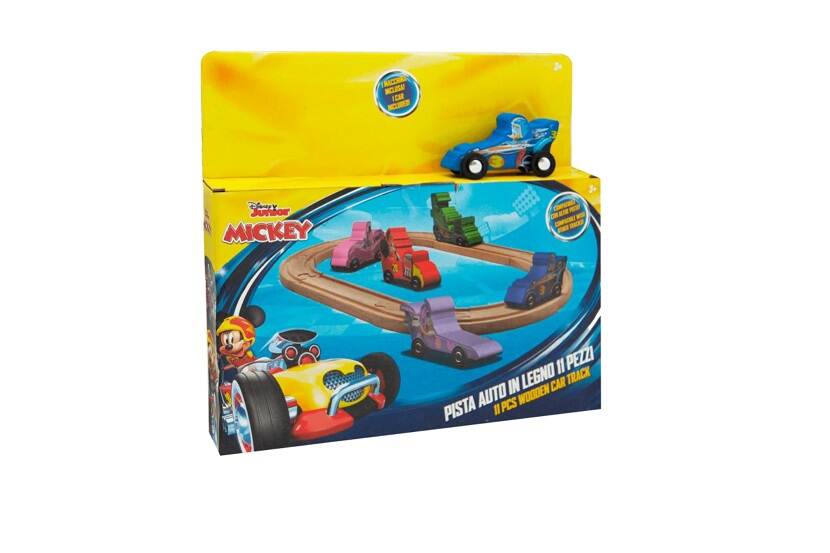 Veiligheidswaarschuwing Mickey Mouse houten treinbaan set Speelgoedland B.V.
