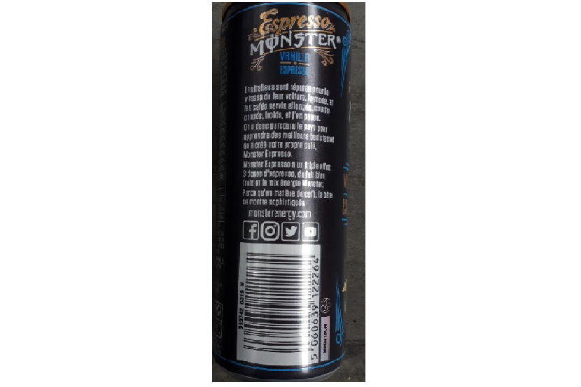 Veiligheidswaarschuwing Monster Espresso Vanilla 250 ml