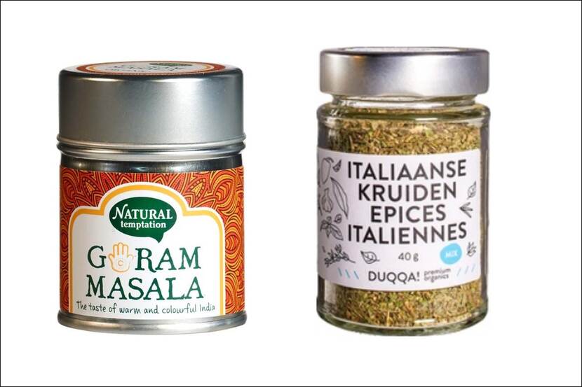 Veiligheidswaarschuwing Natural Temptation Garam Masala en DUQQA! Italiaanse kruiden van Udea