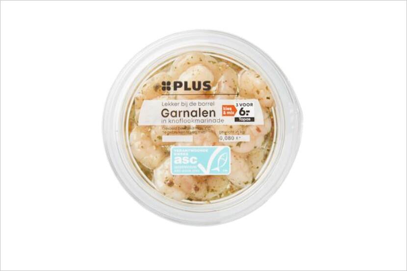 Veiligheidswaarschuwing PLUS Garnalen in knoflookmarinade (schaaldieren- en/of sulfietallergie)