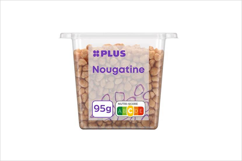 Veiligheidswaarschuwing PLUS Nougatine 95 gram (hazelnootallergie, pinda-allergie, glutenintolerantie, lactose-intolerantie)