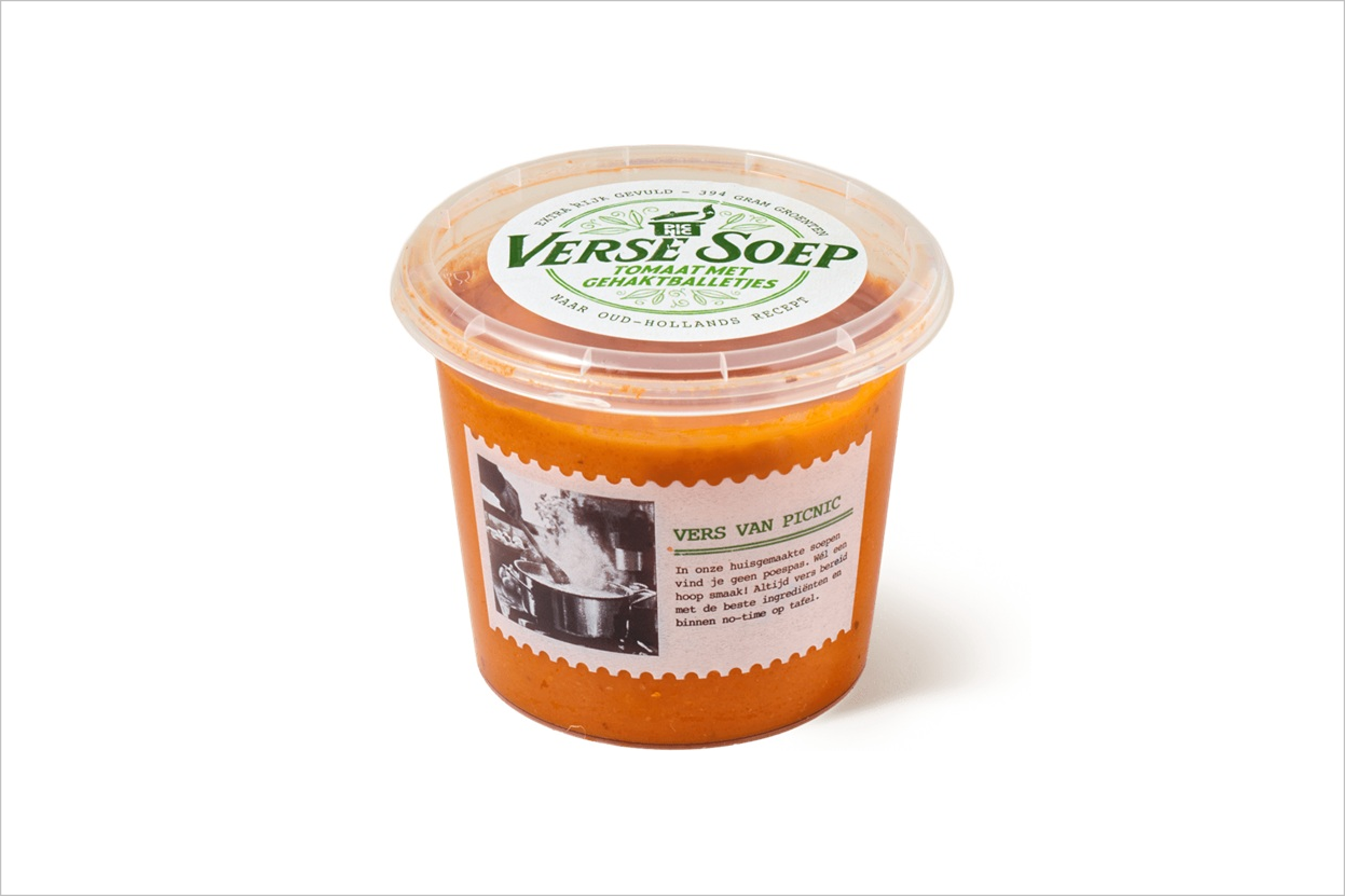 Veiligheidswaarschuwing Picnic Verse tomatensoep met balletjes 500 ml - 2 porties (soja-, selderij-, melk- en tarwe-allergie, glutensensitiviteit en coeliakie)