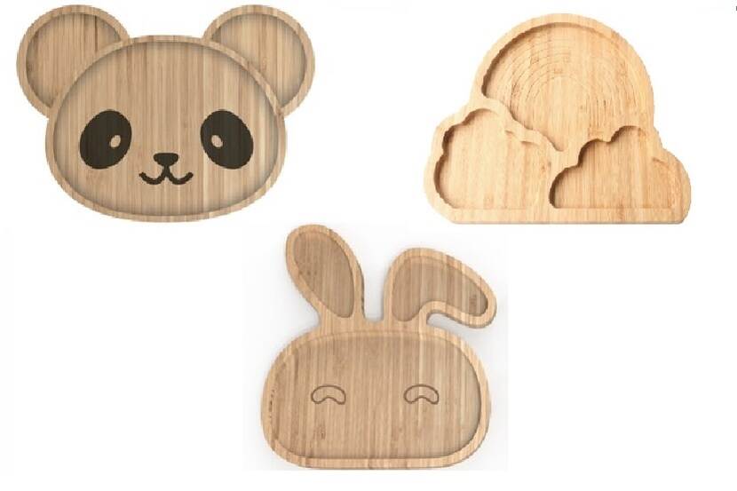 Veiligheidswaarschuwing Primark Wooden Plate eetborden voor kinderen, Bear Character, Bunny Character en Rainbow