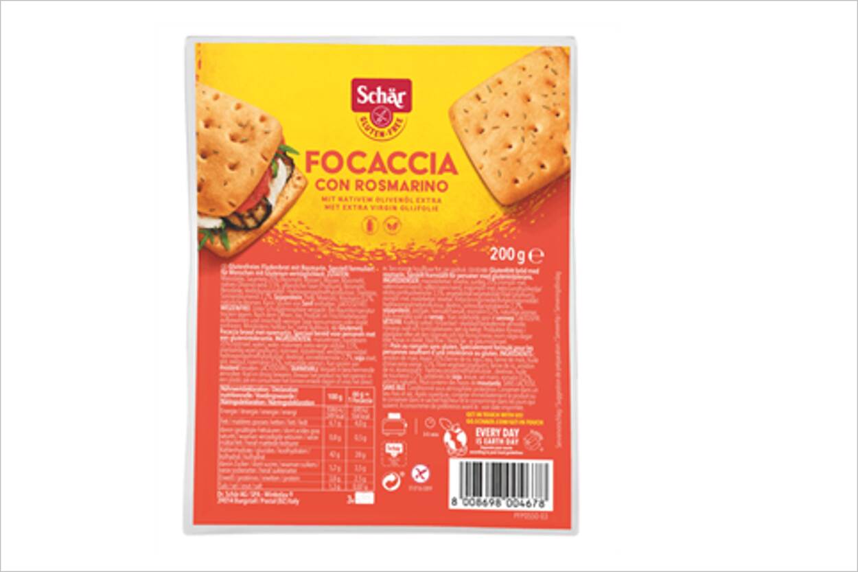 Veiligheidswaarschuwing Schär Focaccia glutenvrij van DekaMarkt