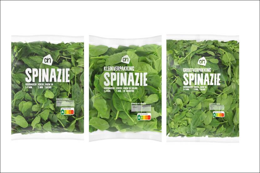 Veiligheidswaarschuwing Spinazie 200 gram, 400 gram en 600 gram van Albert Heijn