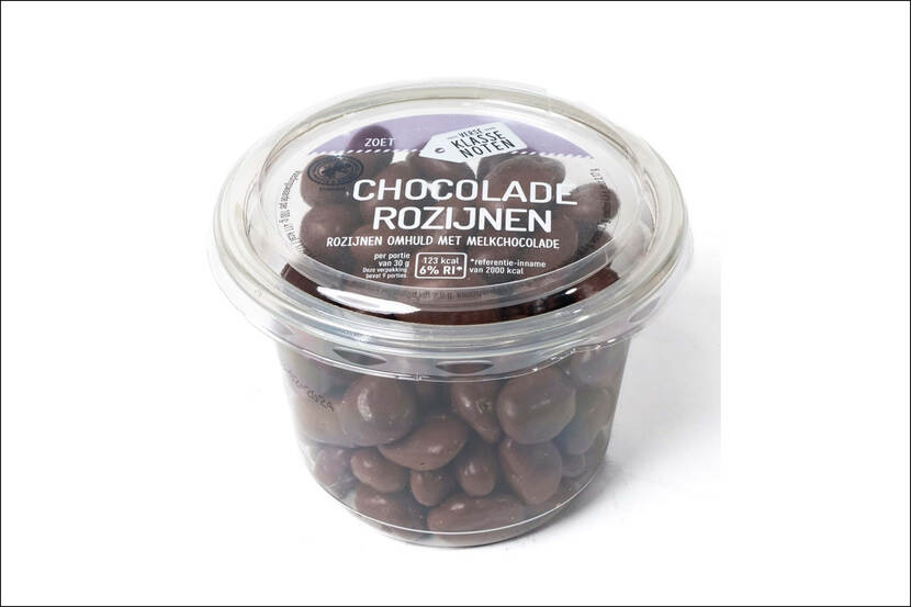 Veiligheidswaarschuwing Verse Klassenoten Chocoladerozijnen 270 gram van Foodtrend B.V. (pinda-allergie)