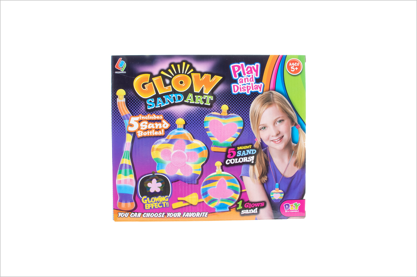 Veiligheidswaarschuwing Zandkunst in flesje glow in the dark FCB van Jono Toys B.V.