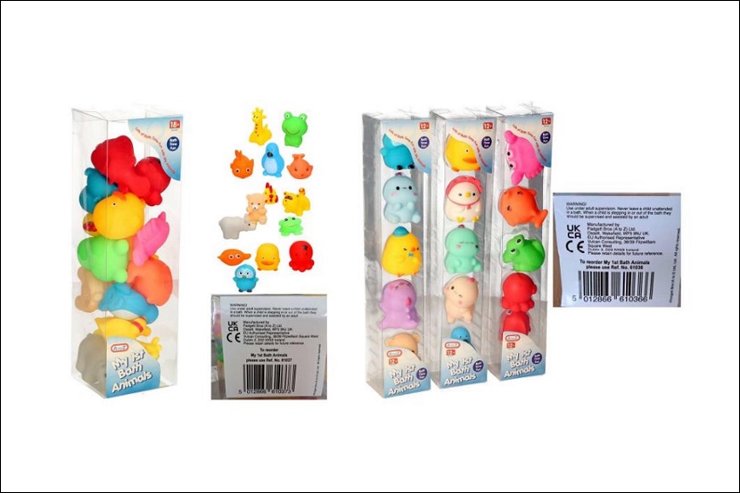 Veiligheidswaarschuwing badspeelgoed ‘My First Bath Animals’ van TK Maxx