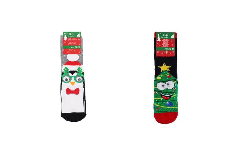 Veiligheidswaarschuwing kinder kerstsokken 3D badstof Action