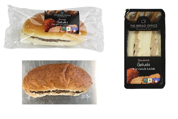 Veiligheidswaarschuwing witte punt gehaktbal, sandwich gehakt en volkorenpunt gehaktbal Bakker Goedhart Convenience